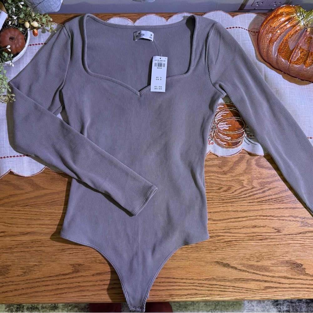 Hollister Women's Long Sleeve Bodysuit - Taupe